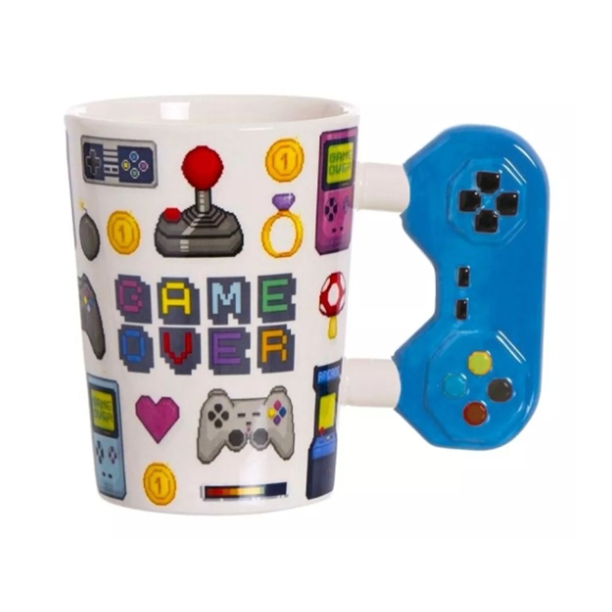 GENERICO - Taza Tazon Ceramica Joystick Nintendo Retro Azul Game Over