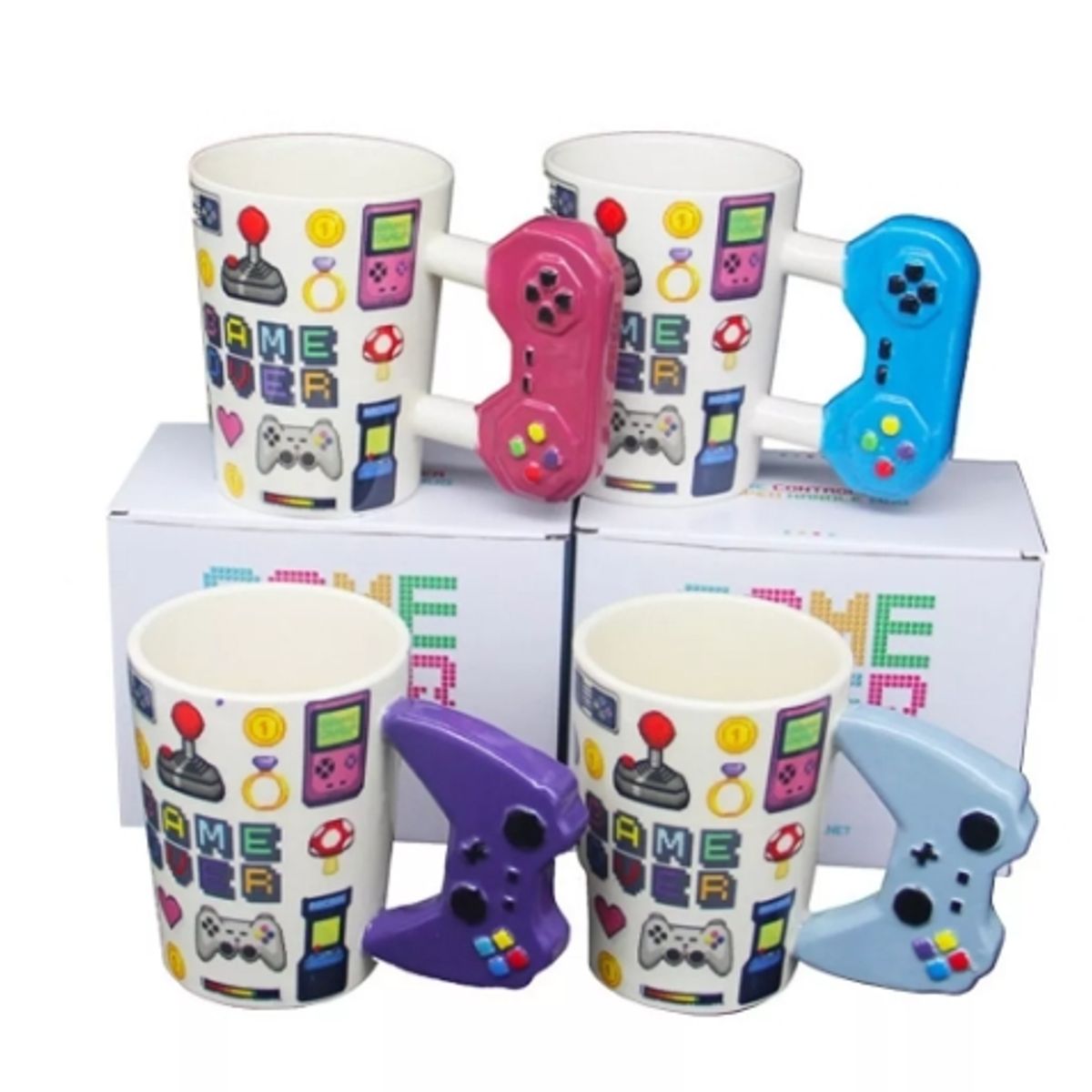 GENERICO - Taza Tazon Ceramica Joystick Nintendo Retro Azul Game Over