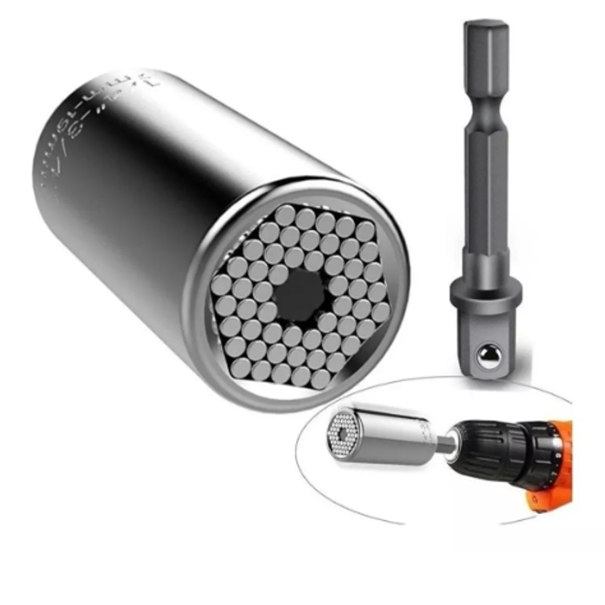 GENERICO - Llave Dado Universal 7mm-19mm Taladro + Adaptador Angular