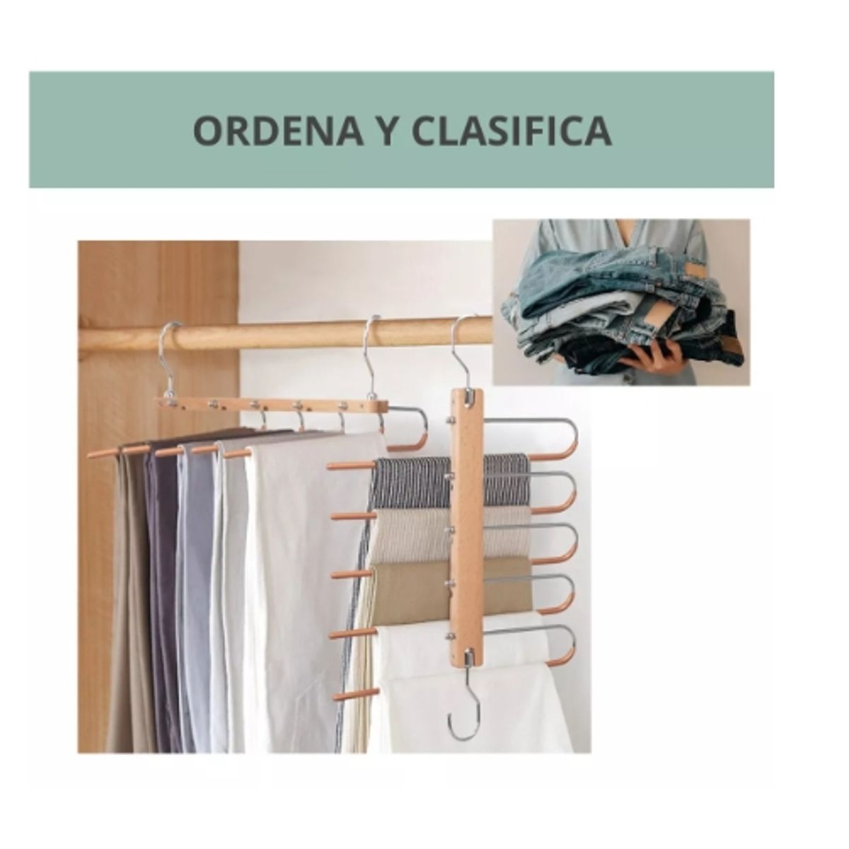 GENERICO - Colgador De Pantalones Ropa Ganchos 5 En 1 Antideslizante