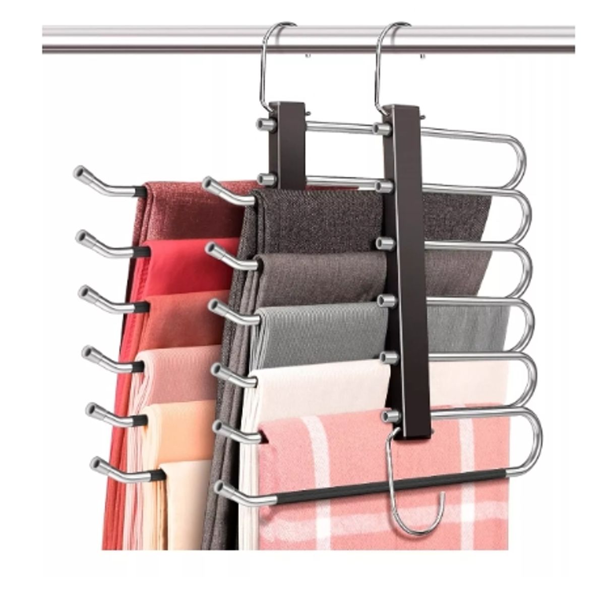 GENERICO - Colgador De Pantalones Ropa Ganchos 6 En 1 Antideslizante