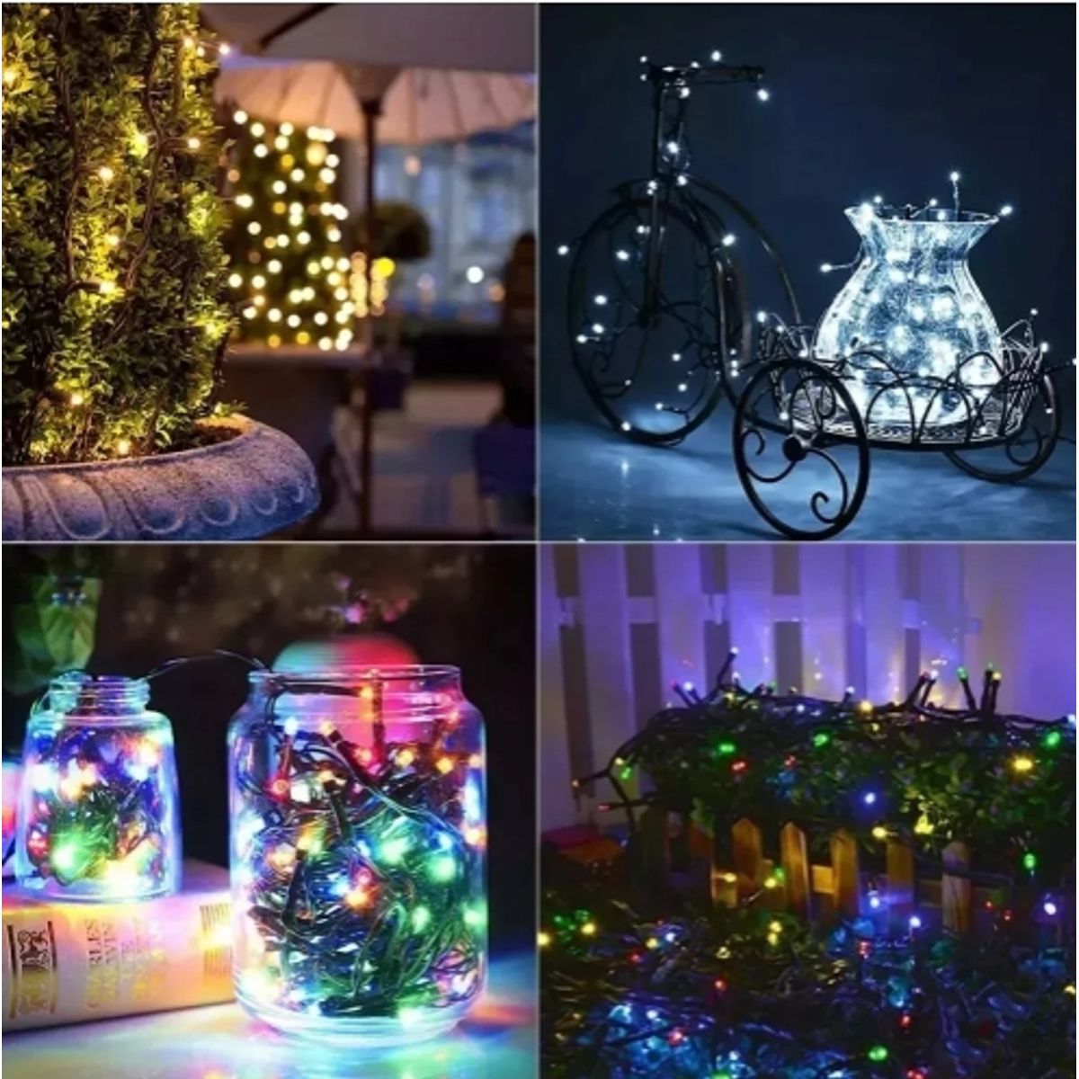 U BUY - Pack X6 Luces Solar Navidad Guirnalda 10 Metros 100 Led Mult