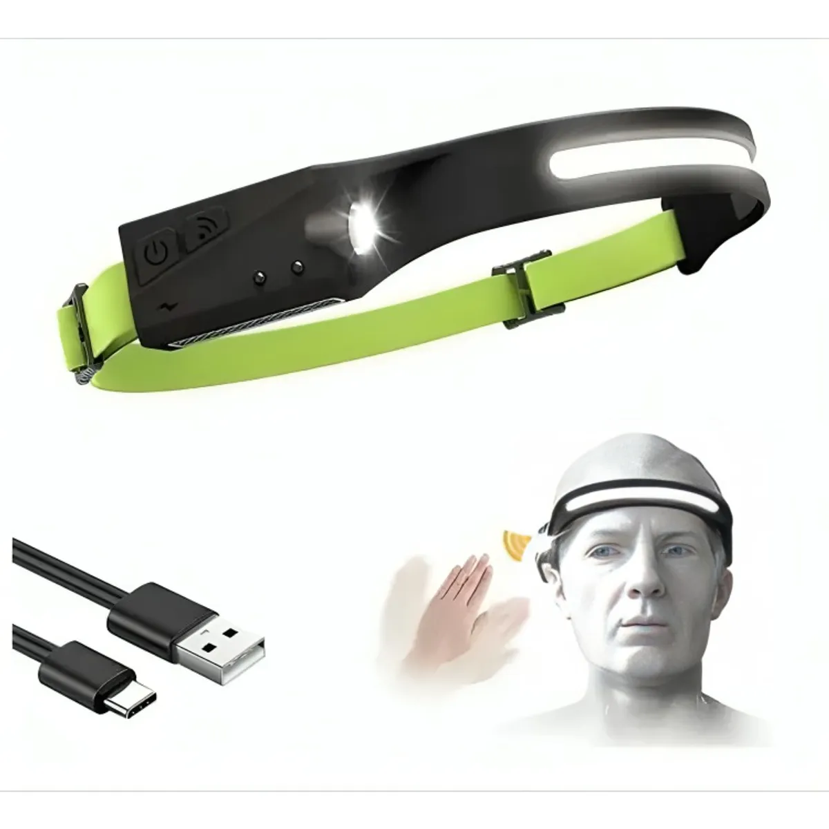 OEM - Linterna Frontal Con Sensor Recargable Cintillo Minera