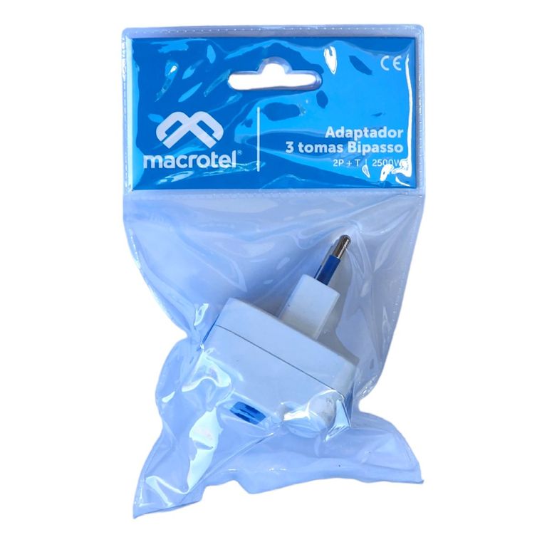 MACROTEL Enchufe Adaptador Triple Bipaso Macrotel 1016 2500w ...