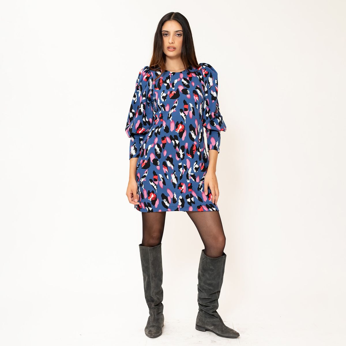 NATALIA SEGUEL - Vestido Abril Azul Manchas Natalia Seguel