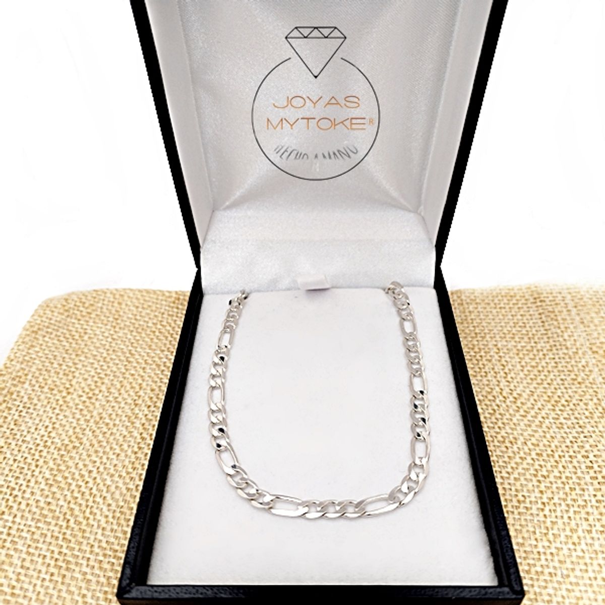 JOYAS MYTOKE - Cadena Figaro 60cm Plata Fina Hipoalergenica 925 Unisex