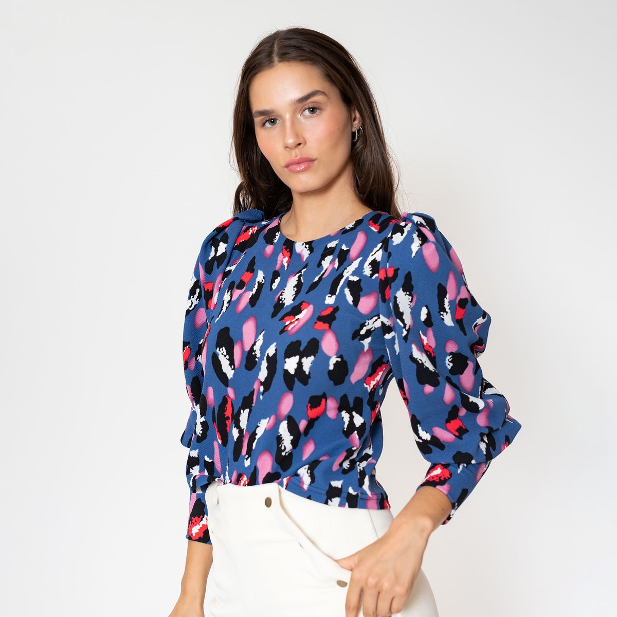 NATALIA SEGUEL - Polera Abril Azul Manchas Natalia Seguel