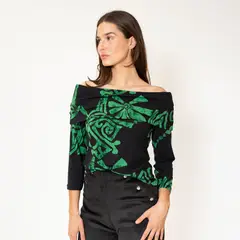 NATALIA SEGUEL - Polera Ester Verde Etnica