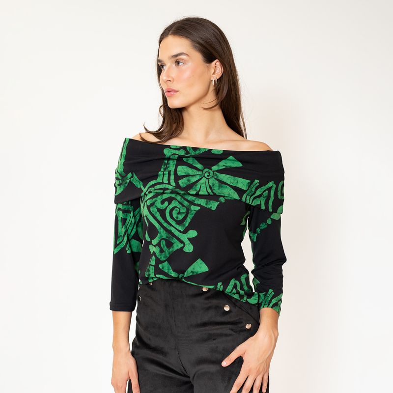 NATALIA SEGUEL - Polera Ester Verde Etnica Natalia Seguel