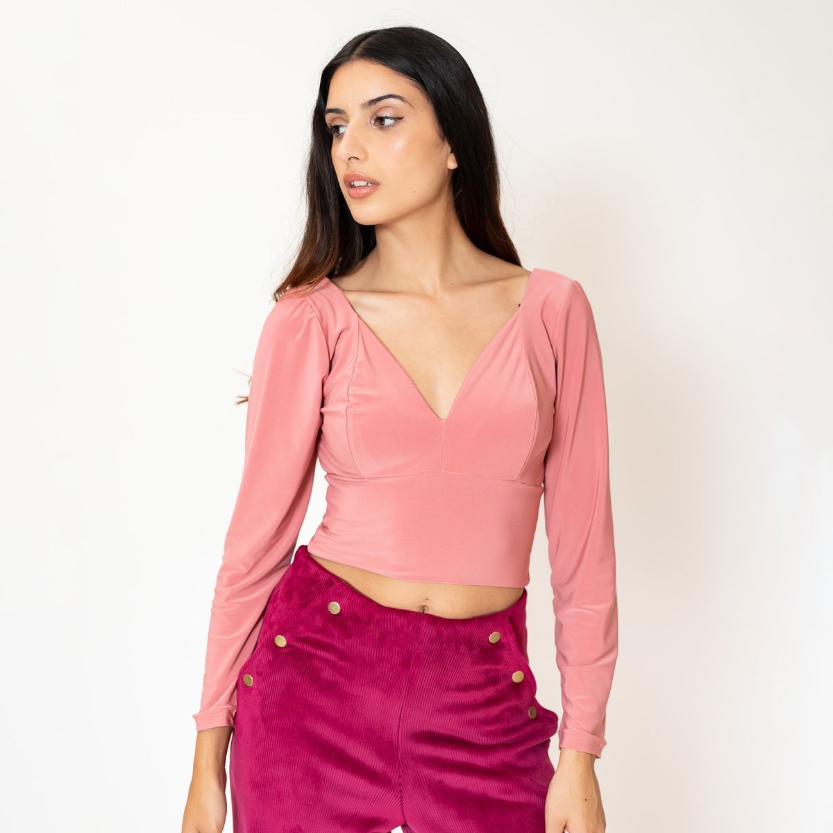 NATALIA SEGUEL - Crop Top Vera Largo Palo de Rosa Natalia Seguel