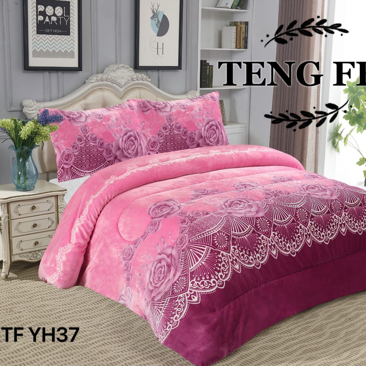 GENERICO - Cobertor  invierno plush  polar con chiporro 2plazas estampado