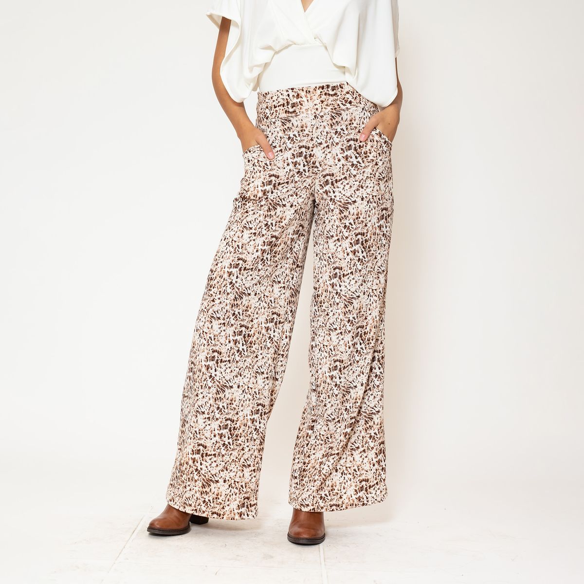 NATALIA SEGUEL - Palazzo Rebeca Beige Manchas Natalia Seguel