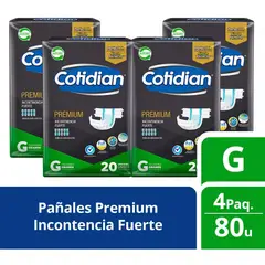 COTIDIAN - PACK PAÑAL ADULTO PREMIUM TALLA G 80 unidades