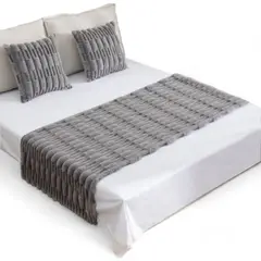 GENERICO - Piecera 70x210cm + 2 Fundas Peluditas Texturizada King - Gris - King