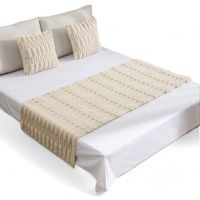 Piecera 70x210cm + 2 Fundas Peluditas Texturizada King - Beige - King