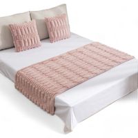 Piecera 70x210cm + 2 Fundas Peluditas Texturizada King - Rosa - King