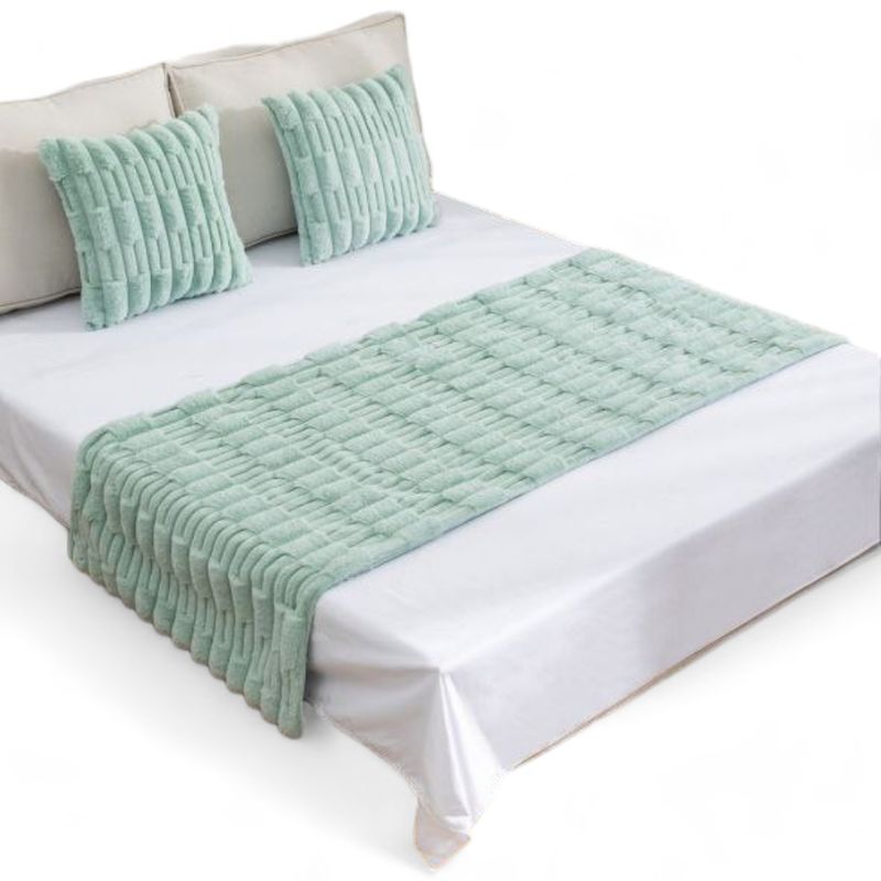 GENERICO - Piecera 70x210cm + 2 Fundas Peluditas Texturizada King - Agua - King