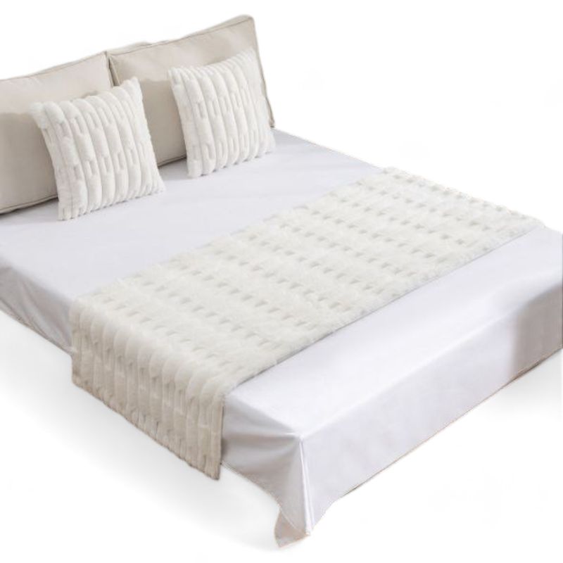 GENERICO - Piecera 70x210cm + 2 Fundas Peluditas Texturizada King - Crema - King