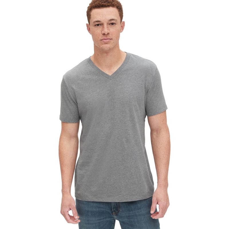 GAP - Polera Cuello V Solida Gris GAP
