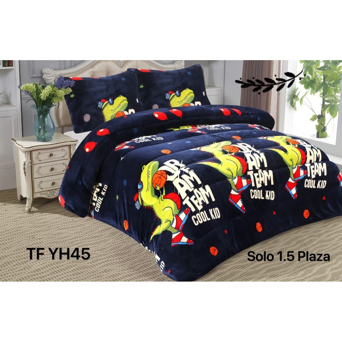 GENERICO - Cobertor  invierno plush con chiporro 1.5p dinosaurio