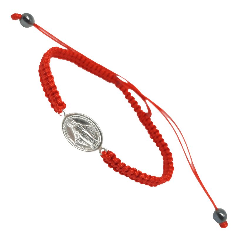 GENERICO - Pulsera Artesanal con Dije Virgen de los Rayos de Plata