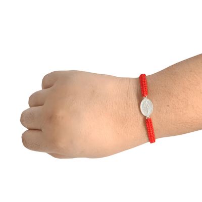Imagen 2 del producto Pulsera Artesanal con Dije Virgen de los Rayos de Plata