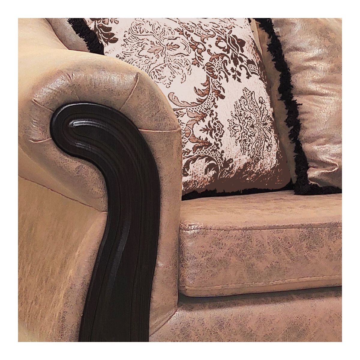 AMERICA DECORA - Sofá Con Resorte Estructural 4 Cuerpos Búfalo Envejecido