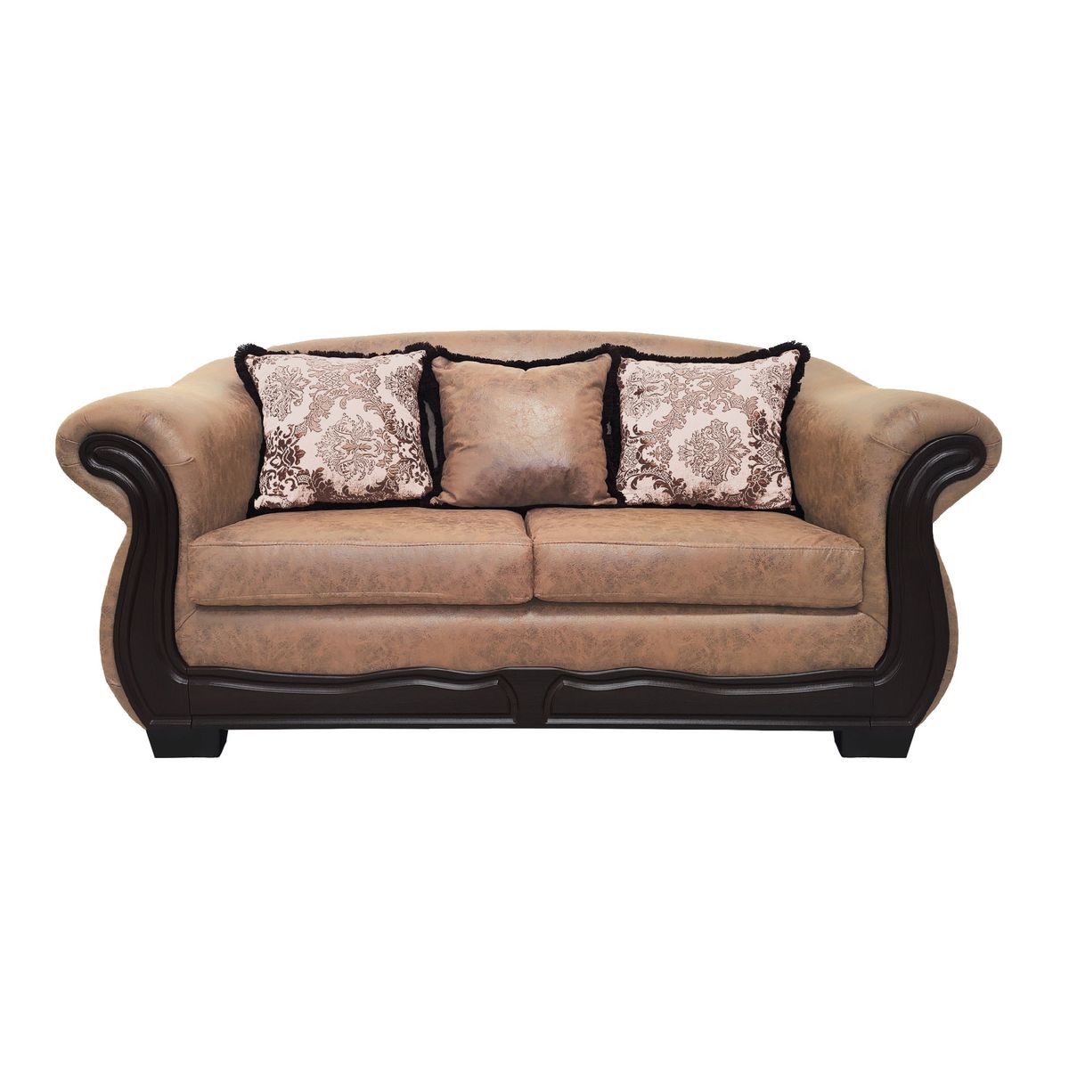 AMERICA DECORA - Sofá Con Resorte Estructural 3 Cuerpos Búfalo Envejecido Café Teja