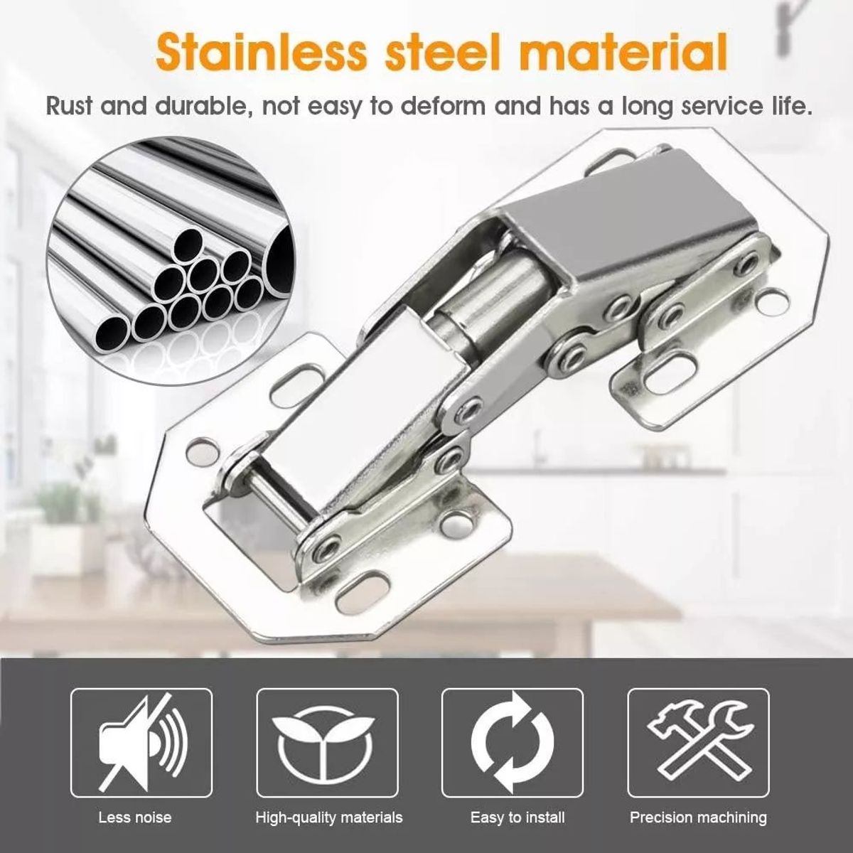 KUANGYE - Set 10 Bisagras Bidimensional Oculta 90 Grados