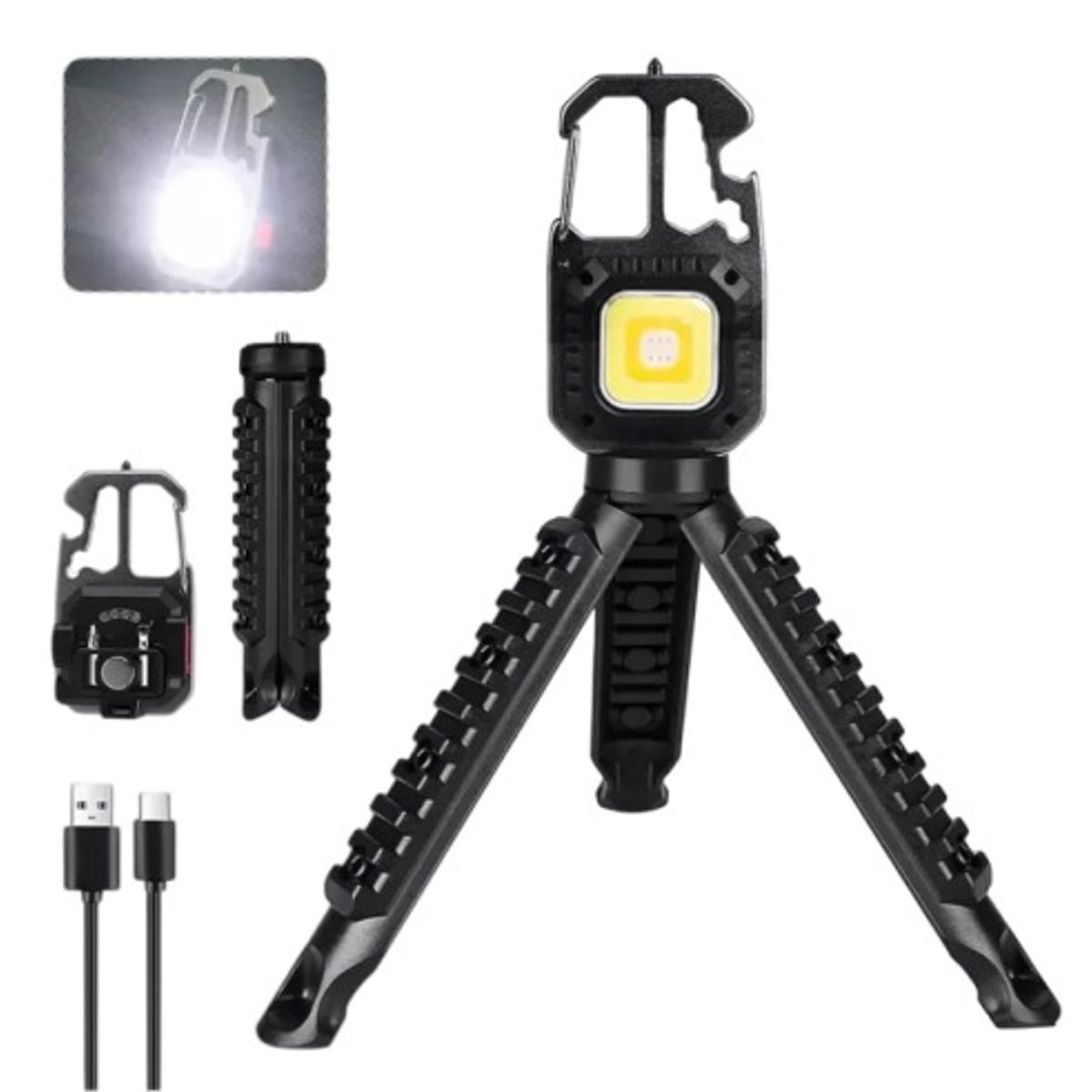 OEM - Linterna Mini Llavero Recargable Portátil + Trípodevero