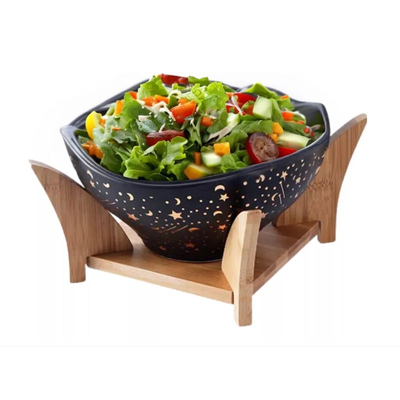 GENERICO - Ensaladera Bowl Redonda De Cerámica Con Soporte