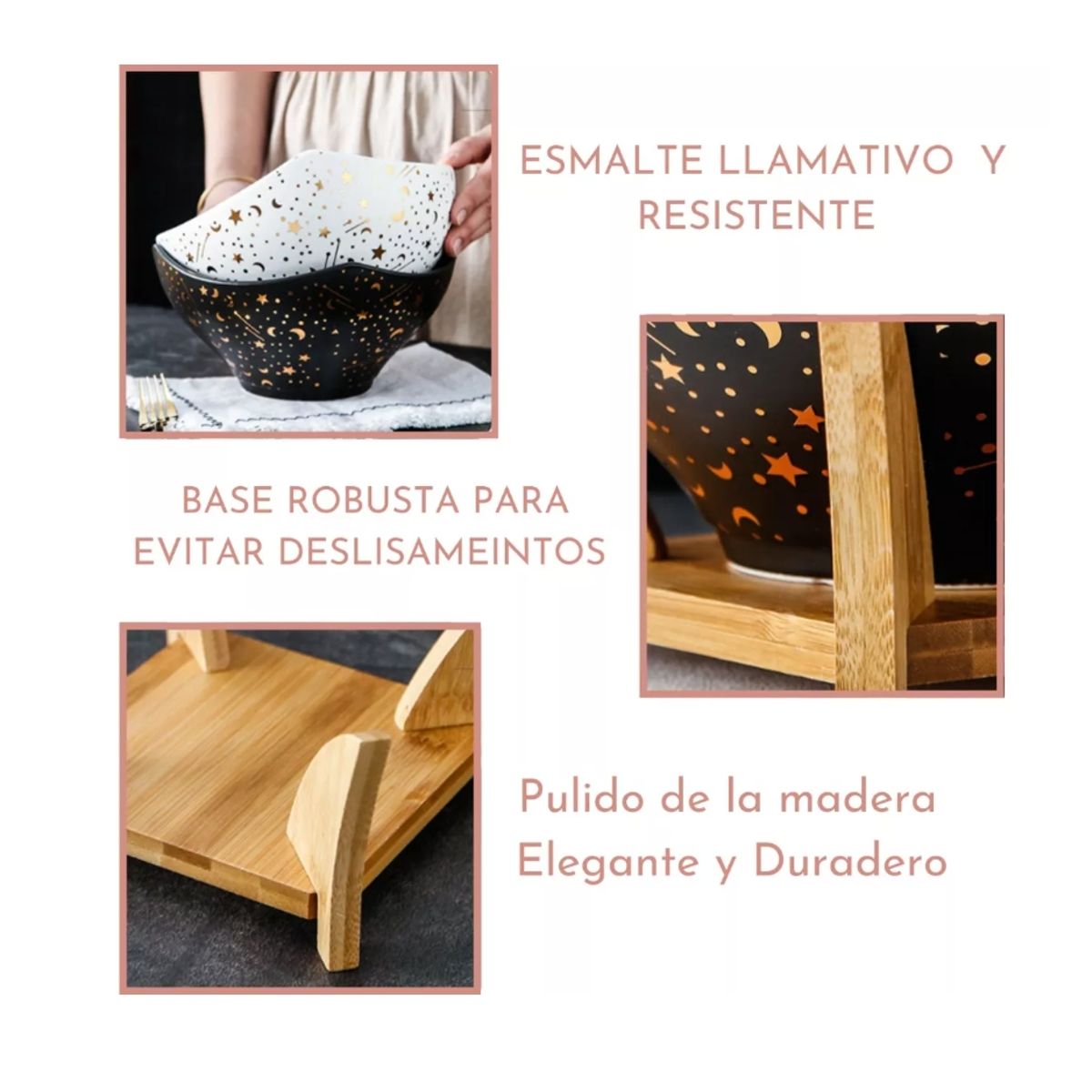 GENERICO - Ensaladera Bowl Redonda De Cerámica Con Soporte