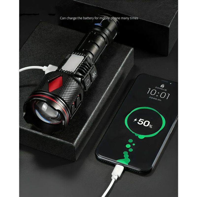 OEM - Linterna Tactica Led 30w Alta Potencia Con Luces Laterales