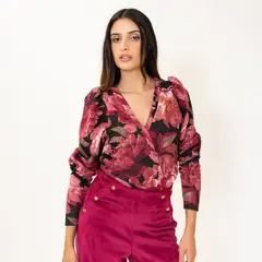 NATALIA SEGUEL - Polera Trini Flores Magenta