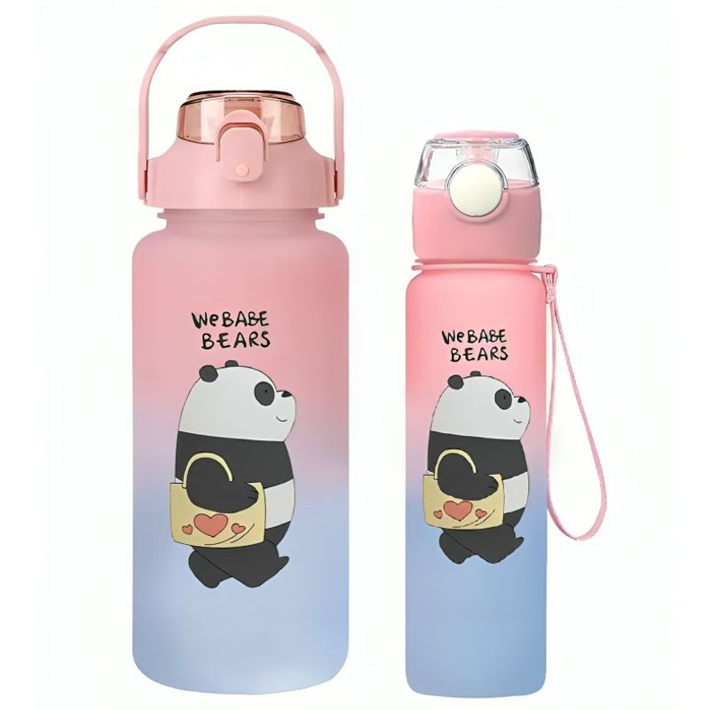 OEM - Pack 2 Botellas Agua Motivacional De 2 Litros Y 900ml Osos