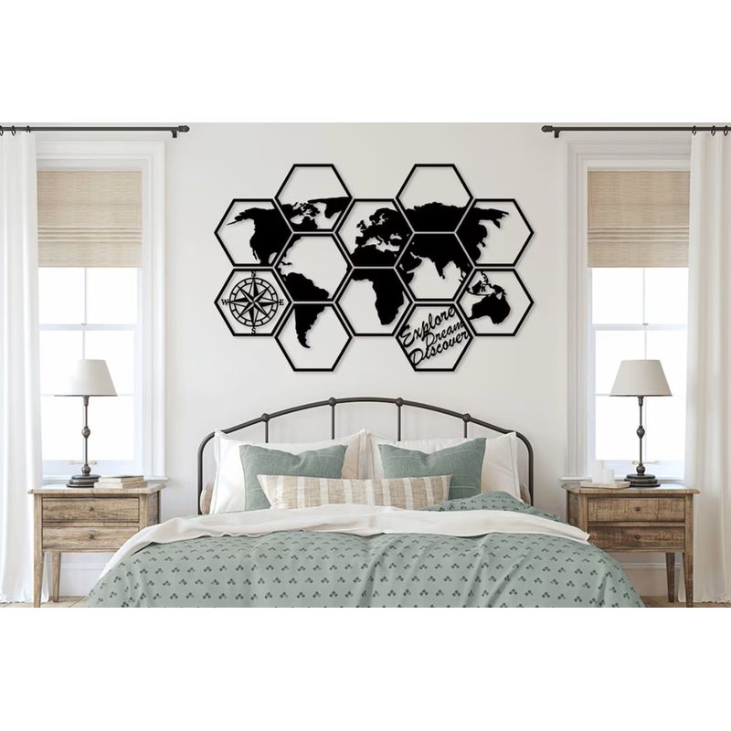 GENERICO - Cuadros Decorativos Mapamundi Doce Partes En Madera Mdf