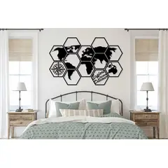 GENERICO - Cuadros Decorativos Mapamundi Doce Partes En Madera Mdf