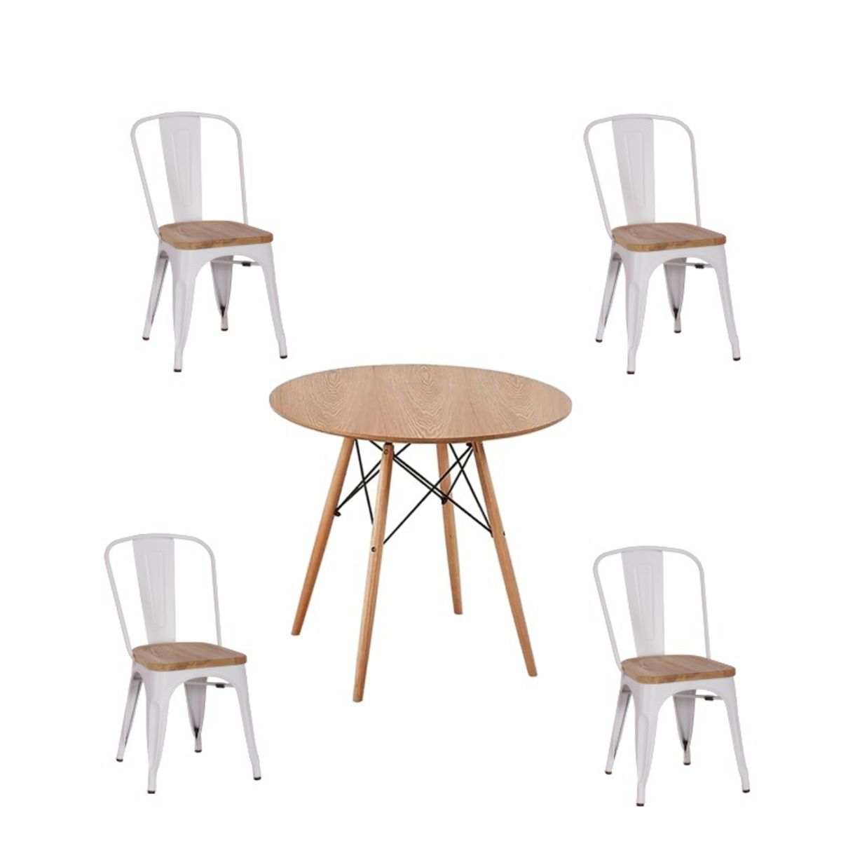 GENERICO - Juego de Comedor Tolix Blanco 4P