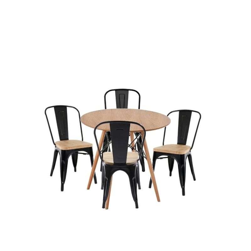 GENERICO - Juego de Comedor Tolix Negro 4P