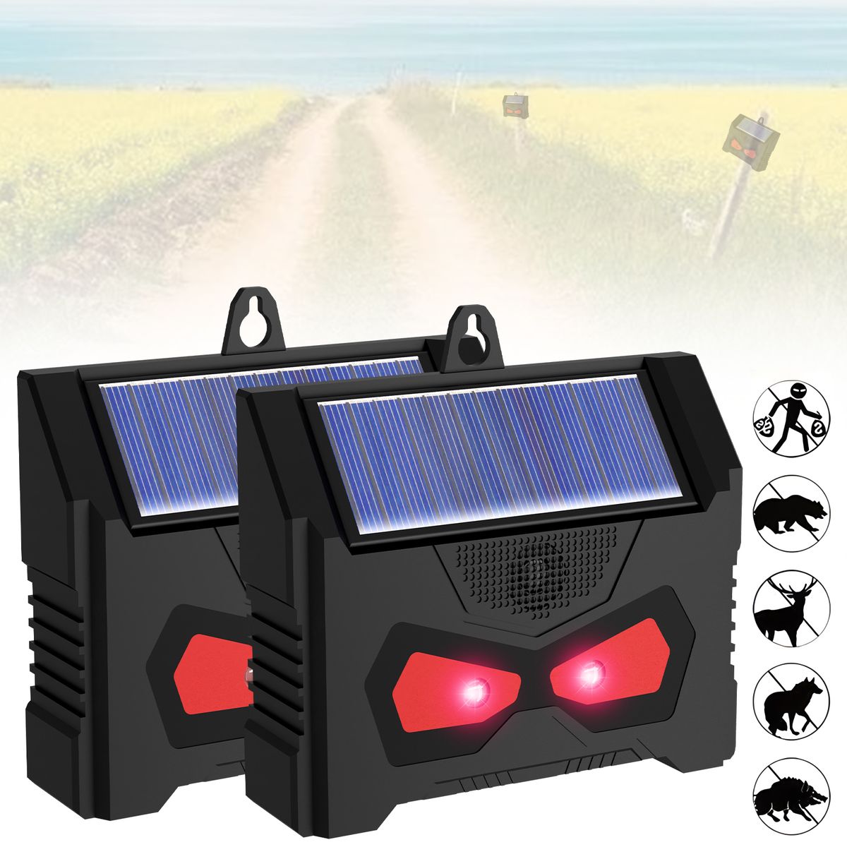 AIZO - Ahuyentador Solar De Ratones Ultrasónico Flash Rojo Y Blanco