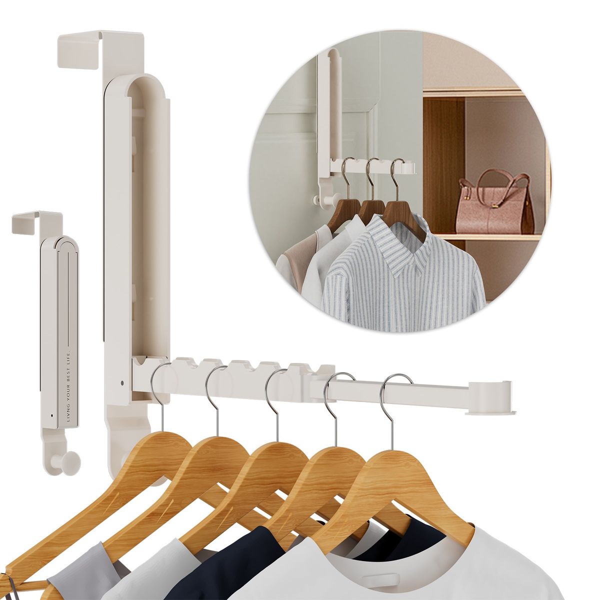 AIZO - Perchero De Ropa Gancho Plegable Tras La Puerta