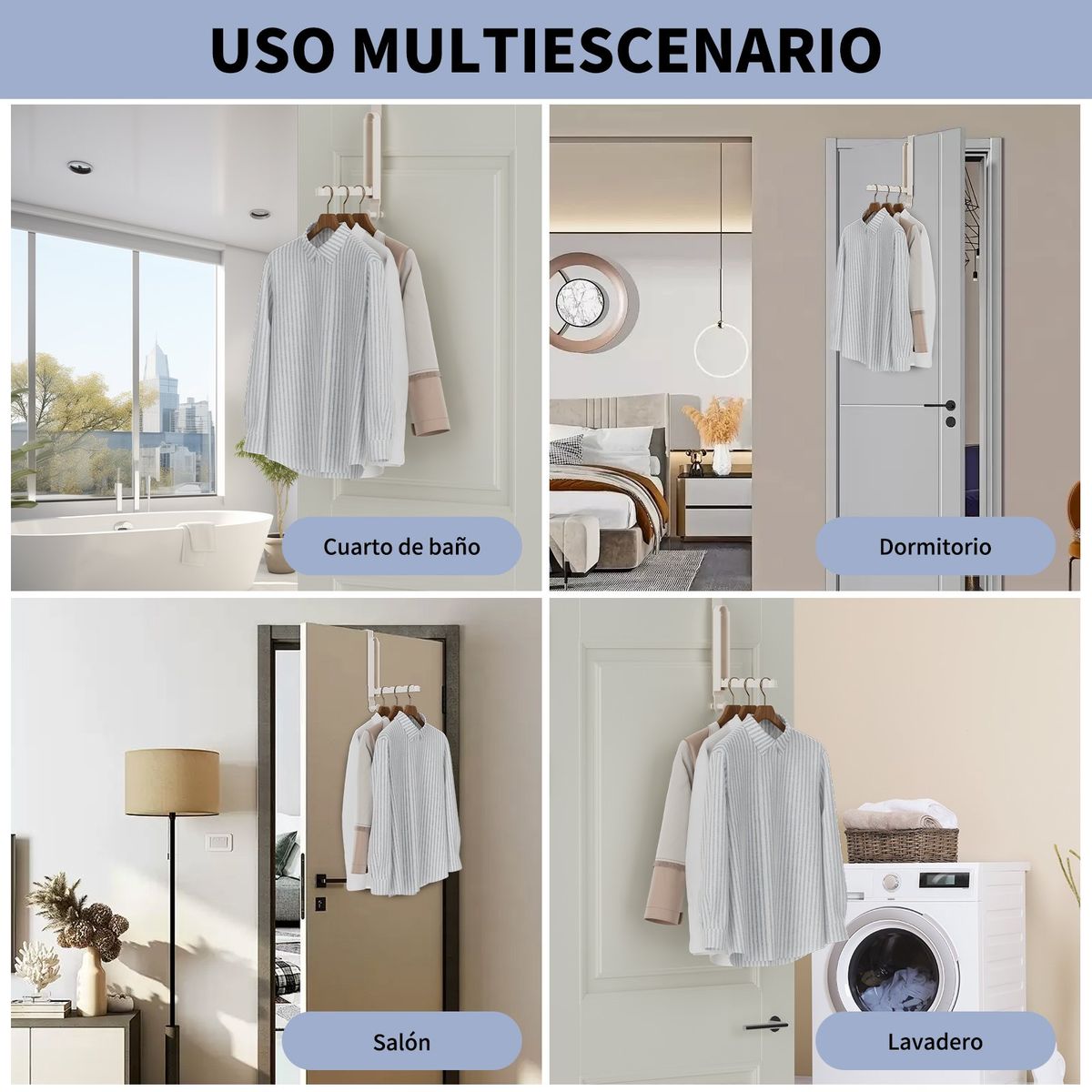 AIZO - Perchero De Ropa Gancho Plegable Tras La Puerta