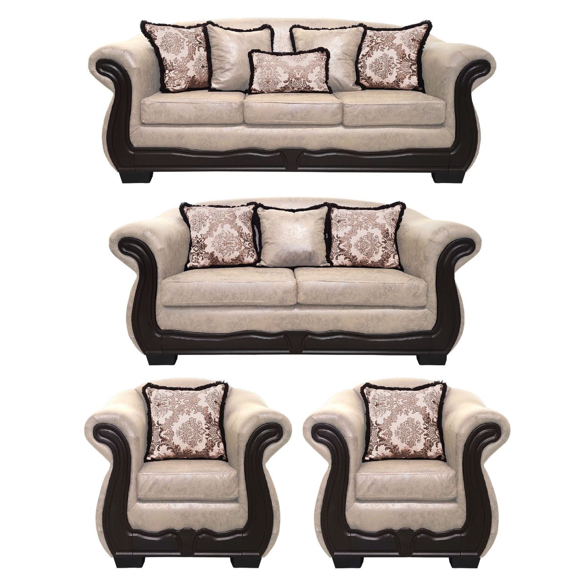 AMERICA DECORA - Living Con Resorte Estructural Búfalo 9 Cuerpos 4+3+1+1 Envejecido