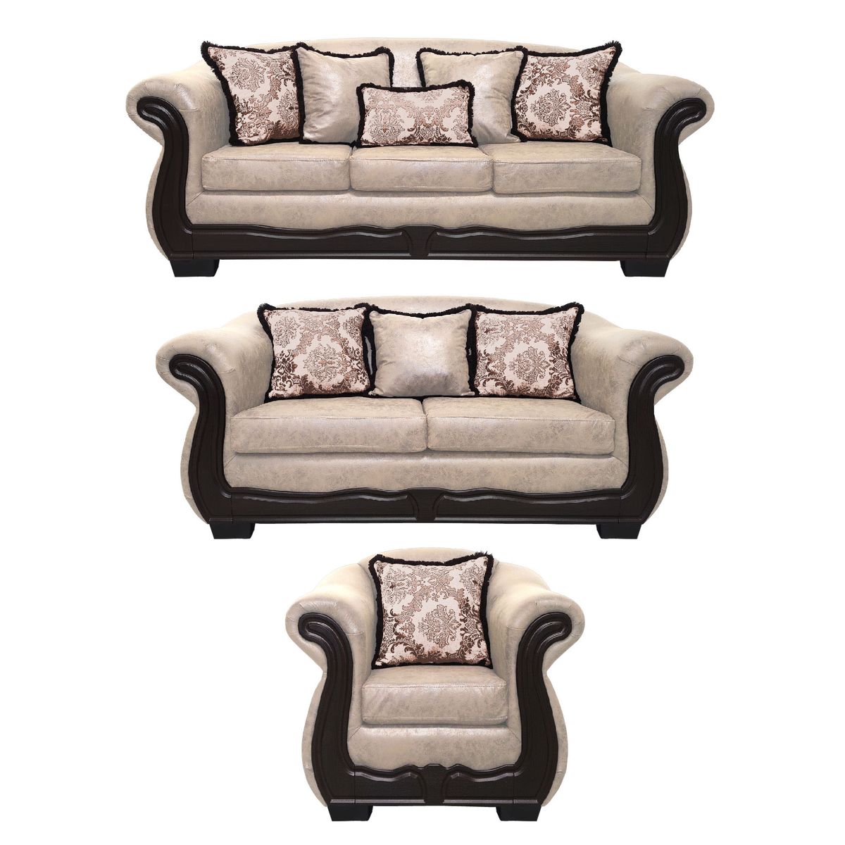 AMERICA DECORA - Living Con Resorte Estructural Búfalo 8 Cuerpos 4+3+1 Envejecido