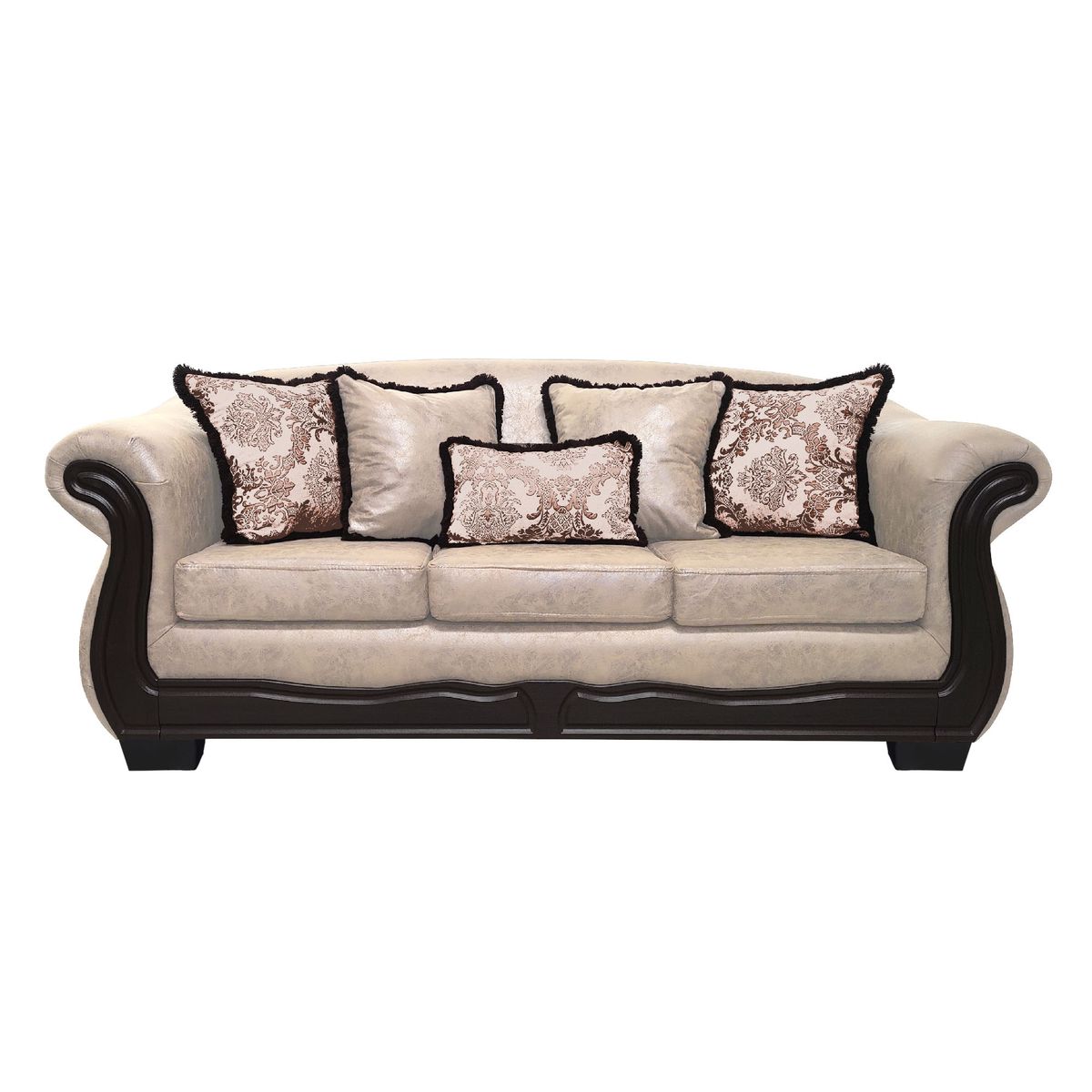 AMERICA DECORA - Sofá Con Resorte Estructural 4 Cuerpos Búfalo Envejecido