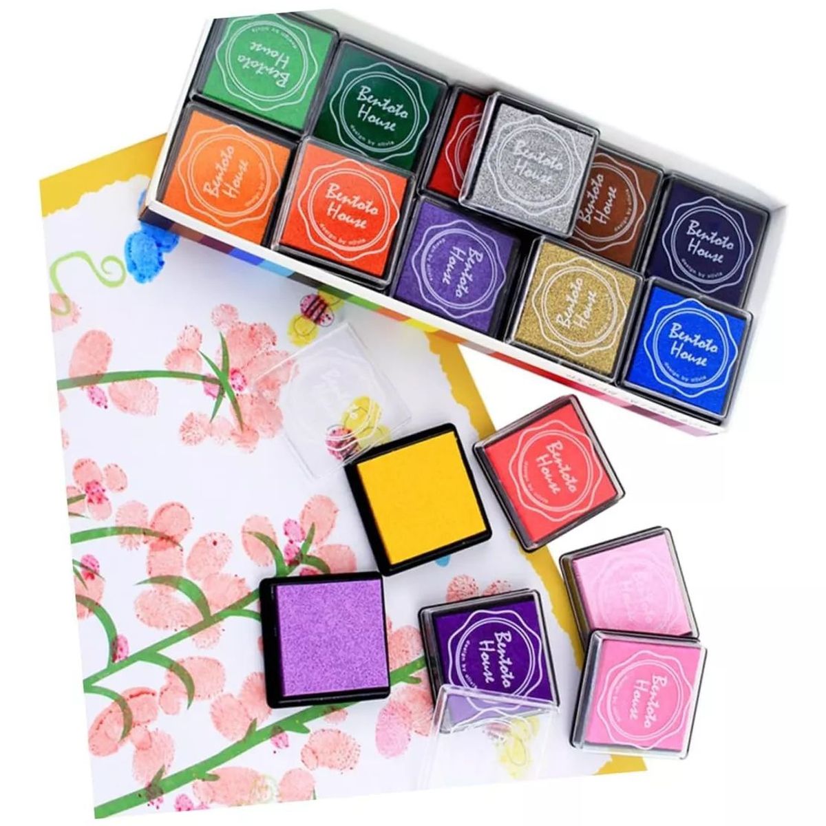 KUANGYE - 20 Tampón Dactilar Huellero Para Timbre Colores Almohadilla