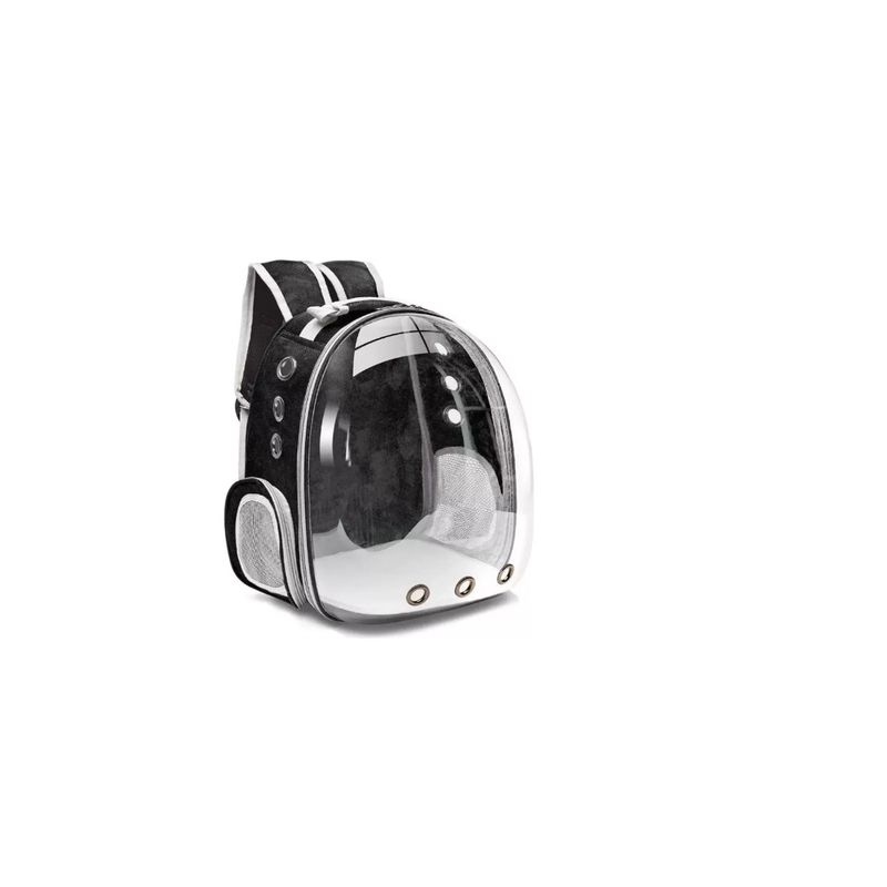 GENERICO - Mochila Bolso Transportes Mascotas Negro + Plato