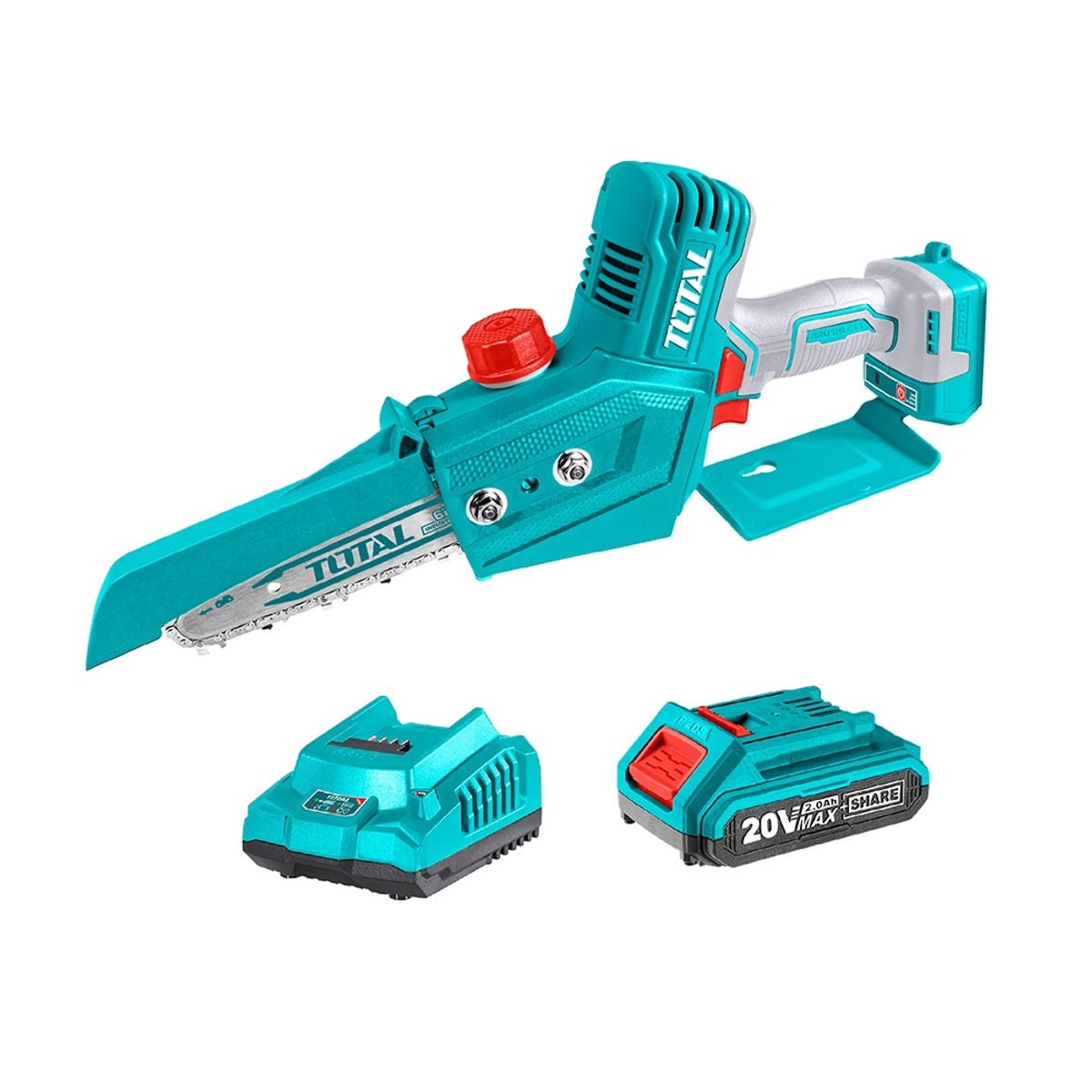 TOTAL TOOLS - Mini Motosierra Brushless Industrial 6 + Bat 2a + Carg + Cadena TOTAL