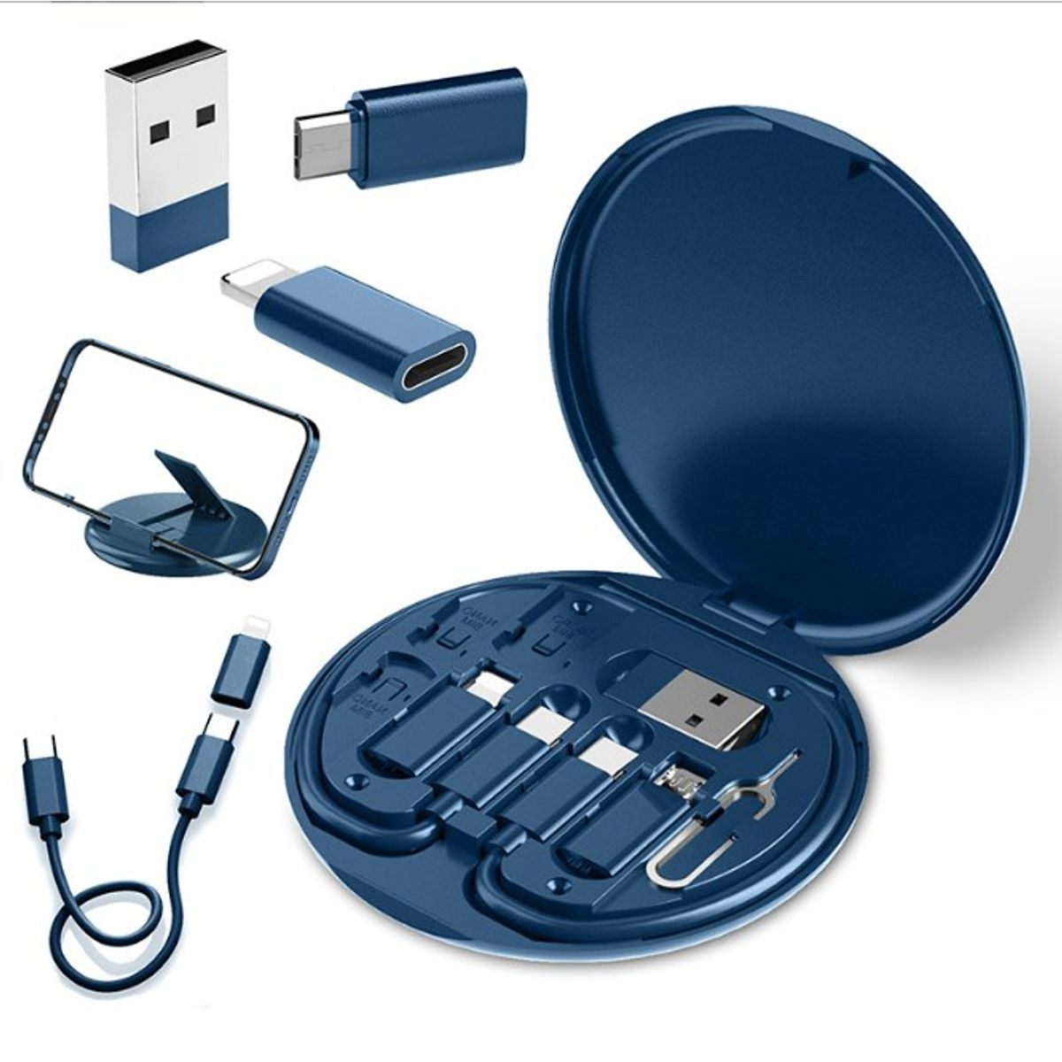 AIZO - Azul 5 En 1 Micro Usb Tipo C Magnético Plegable