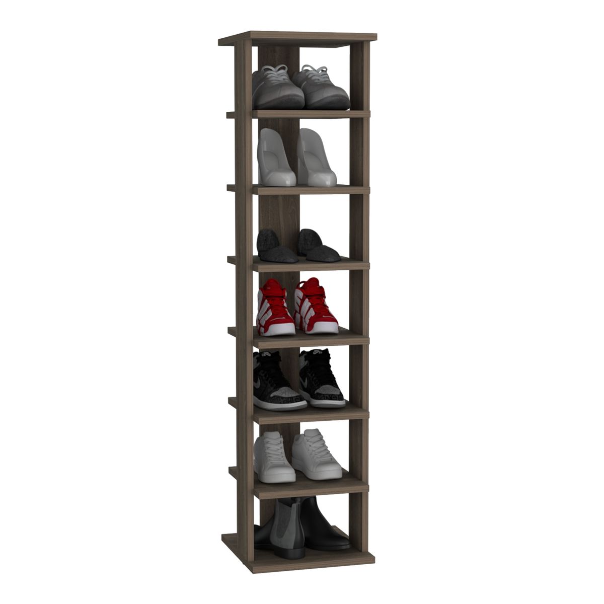 FMFURNITURE - Zapatero Alto 7 Pares Café Claro 123.8x29.7x30.8 cm